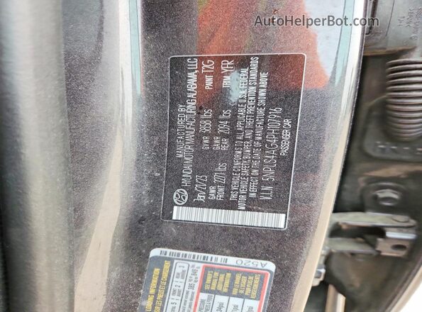 5NPLS4AG4PH107916 2023 HYUNDAI ELANTRA Charcoal ძრავის განყოფილების ხედი