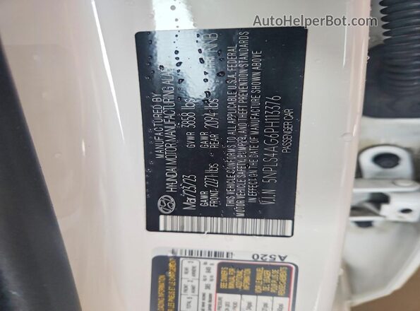 5NPLS4AG6PH113376 2023 HYUNDAI ELANTRA Белый Вид подкапотного пространства