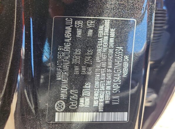5NPLS4AG7NH065934 2022 HYUNDAI ELANTRA Black Շարժիչի բաժամունքի տեսք
