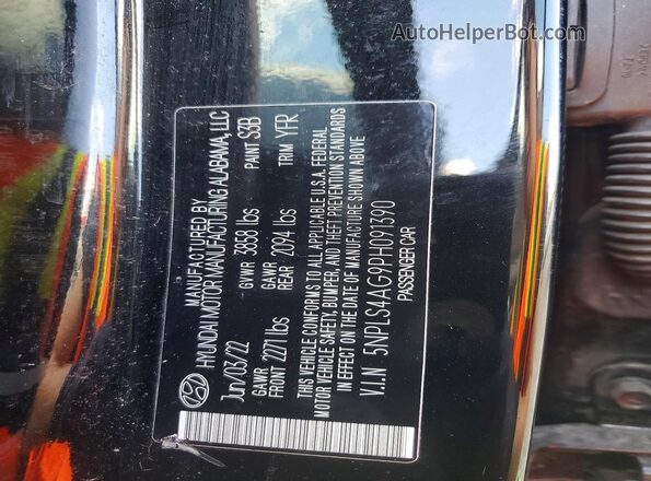 5NPLS4AG9PH091390 2023 HYUNDAI ELANTRA Черный Вид наклейки с VIN-кодом