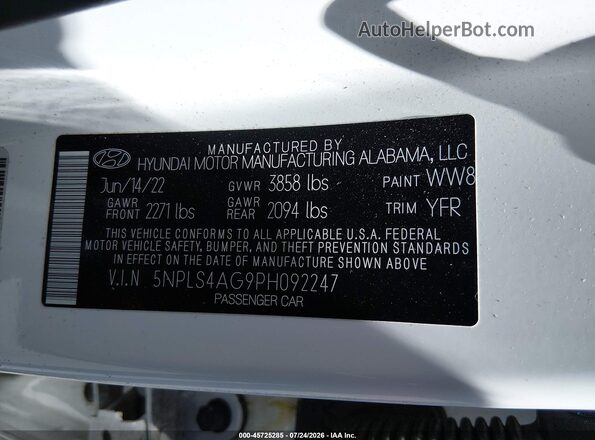 5NPLS4AG9PH092247 2023 HYUNDAI ELANTRA Белый Вид подкапотного пространства