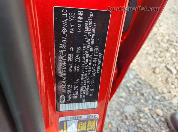 5NPLS4AGXPH111730 2023 HYUNDAI ELANTRA Red ძრავის განყოფილების ხედი