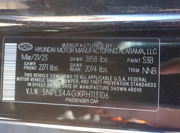 5NPLS4AGXPH113106 2023 HYUNDAI ELANTRA Black Vista del compartimento del motor