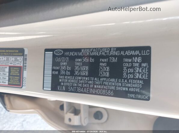 5NTJB4AE1NH008586 2022 HYUNDAI SANTA CRUZ Brown Vista de los asientos traseros