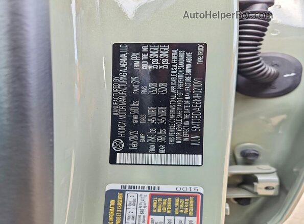 5NTJBDAE6NH021091 2022 HYUNDAI SANTA Зеленый Вид подкапотного пространства