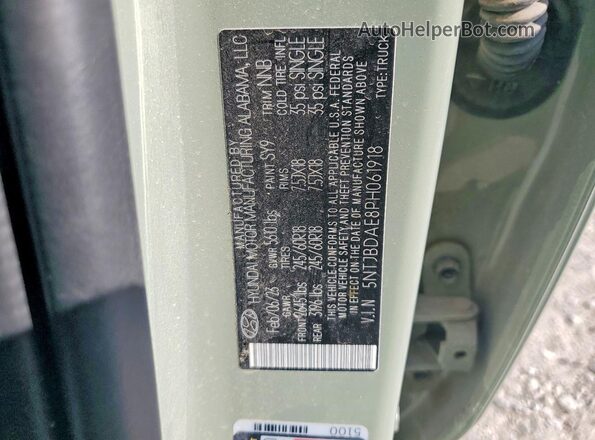 5NTJBDAE8PH061918 2023 HYUNDAI SANTA Зеленый Вид подкапотного пространства