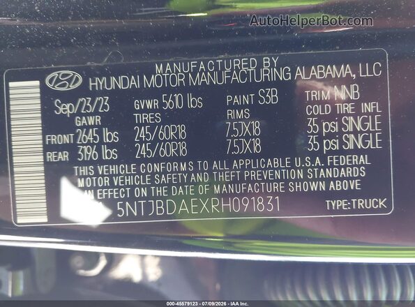 5NTJBDAEXRH091831 2024 HYUNDAI SANTA CRUZ Black Widok komory silnika