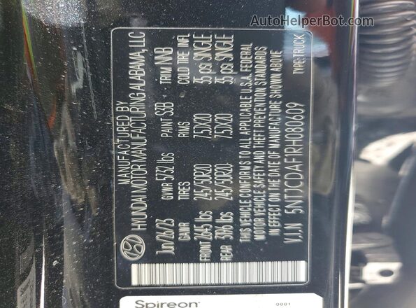 5NTJCDAF1RH080609 2024 HYUNDAI SANTA Черный Вид наклейки с VIN-кодом