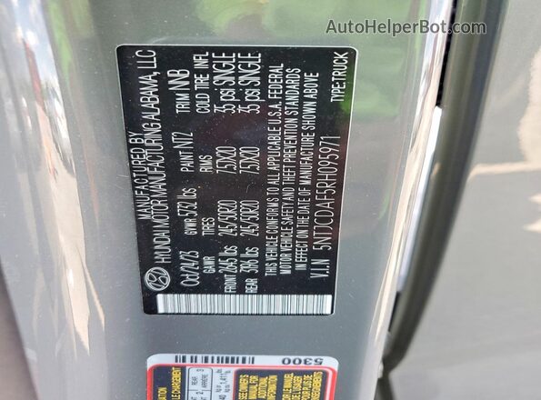 5NTJCDAF5RH095971 2024 HYUNDAI SANTA Gray Vista de la etiqueta del VIN