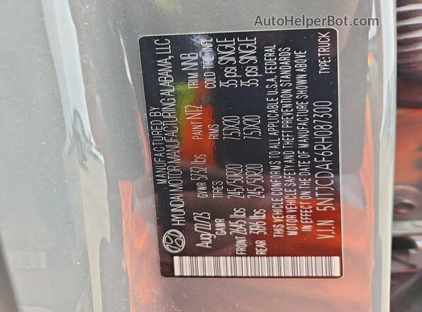 5NTJCDAF6RH087300 2024 HYUNDAI SANTA Gray Widok komory silnika
