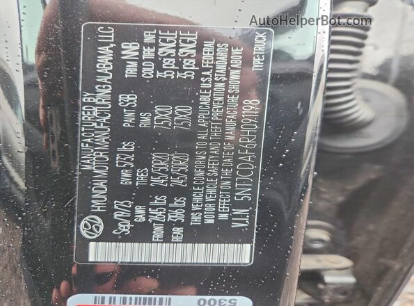 5NTJCDAF6RH091198 2024 HYUNDAI SANTA Черный Вид наклейки с VIN-кодом