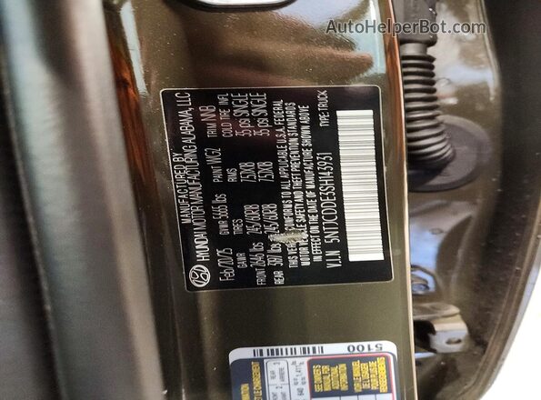 5NTJCDDE3SH143931 2025 HYUNDAI SANTA Green VIN կոդի պիտակի տեսք