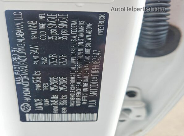 5NTJDDAF1RH082342 2024 HYUNDAI SANTA Белый Вид наклейки с VIN-кодом