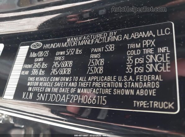 5NTJDDAF2PH066115 2023 HYUNDAI SANTA CRUZ Black ძრავის განყოფილების ხედი