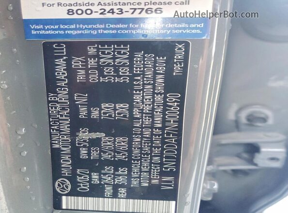 5NTJDDAF7NH006490 2022 HYUNDAI SANTA Gray Widok komory silnika