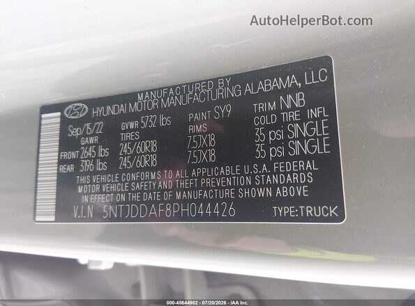 5NTJDDAF8PH044426 2023 HYUNDAI SANTA CRUZ Green Widok komory silnika