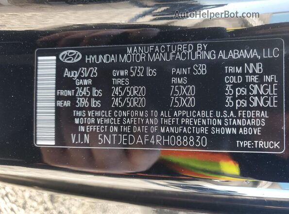 5NTJEDAF4RH088830 2024 HYUNDAI SANTA Black Շարժիչի բաժամունքի տեսք