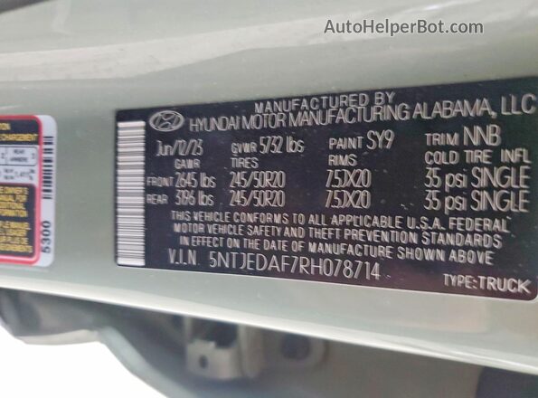5NTJEDAF7RH078714 2024 HYUNDAI SANTA Green Widok komory silnika