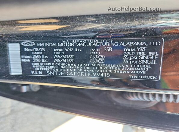 5NTJEDAF9RH099418 2024 HYUNDAI SANTA Black Շարժիչի բաժամունքի տեսք