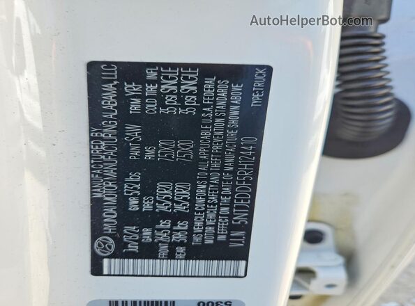 5NTJEDDF5RH124410 2024 HYUNDAI SANTA White ძრავის განყოფილების ხედი