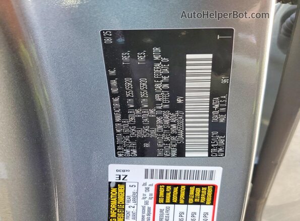 5TDAAAA55SS034727 2025 TOYOTA GRAND Gray Widok naklejki z numerem VIN
