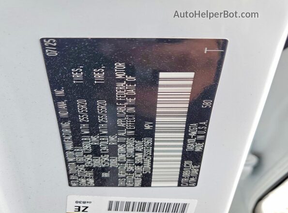 5TDAAAA57SS031960 2025 TOYOTA GRAND White VIN sticker view
