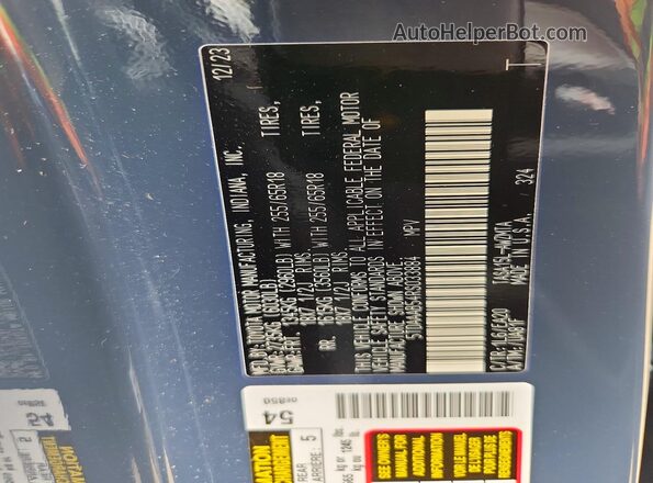 5TDAAAB54RS033884 2024 TOYOTA GRAND Blue Vista de la etiqueta del VIN