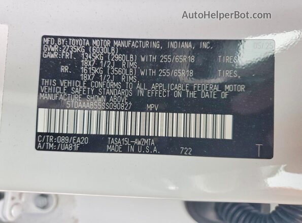 5TDAAAB55SS090827 2025 TOYOTA GRAND Белый Вид подкапотного пространства
