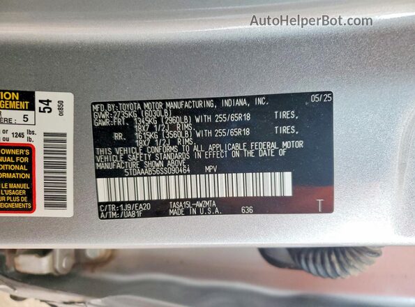 5TDAAAB56SS090464 2025 TOYOTA GRAND Silver Սալոնի 360 աստիճան տեսք