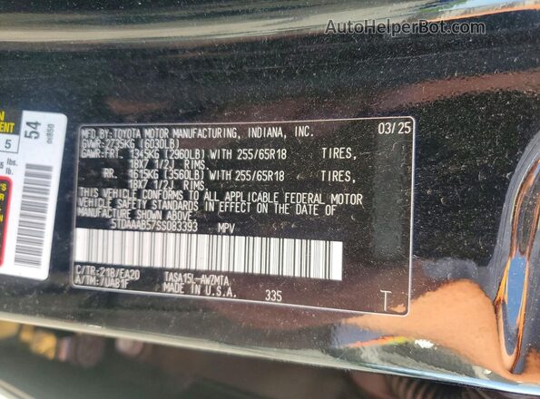 5TDAAAB57SS083393 2025 TOYOTA GRAND Black Панорамний вид салону 360°