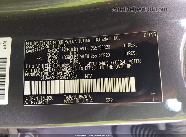 5TDAAAB61SS021982 2025 LEXUS TX 350 Gray ძრავის განყოფილების ხედი