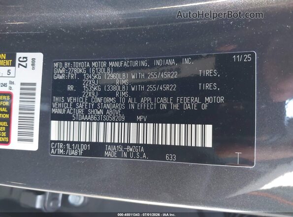 5TDAAAB63TS058209 2026 LEXUS TX 350 Gray Widok komory silnika