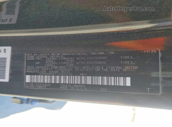 5TDAAAB65TS060026 2026 LEXUS TX Black VIN sticker view