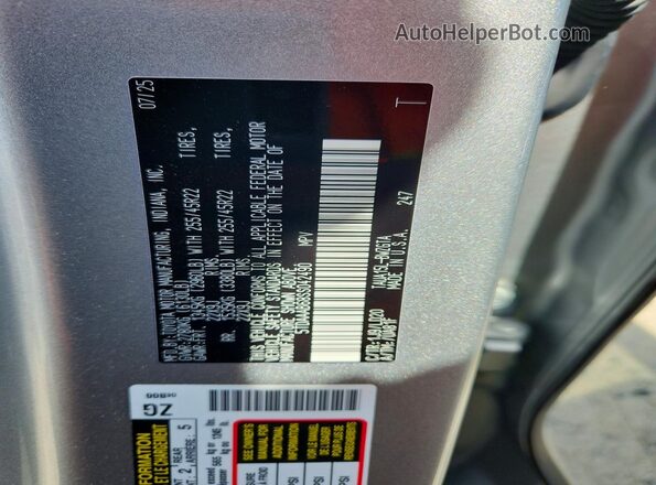 5TDAAAB68SS042490 2025 LEXUS TX Silver Vista de la etiqueta del VIN