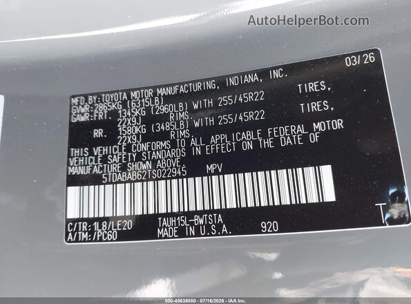 5TDABAB62TS022945 2026 LEXUS TX 500H Gray Widok komory silnika