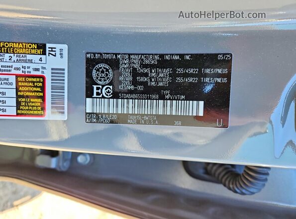 5TDABAB65SS011968 2025 LEXUS TX Gray Vista interior de 360 grados