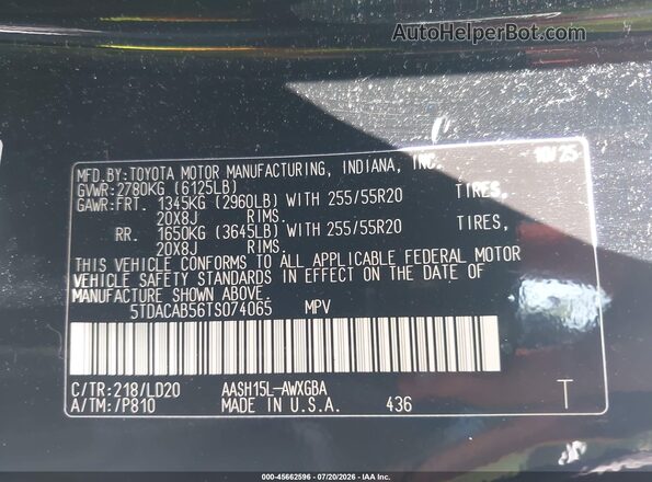 5TDACAB56TS074065 2026 TOYOTA GRAND HIGHLANDER HYBRID Black Vista del compartimento del motor