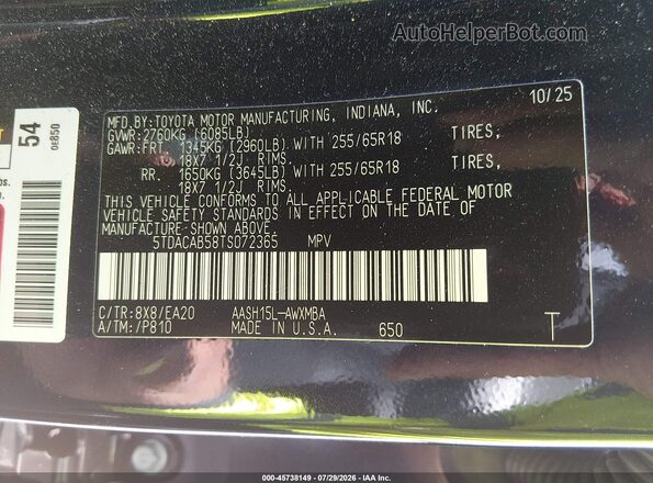 5TDACAB58TS072365 2026 TOYOTA GRAND HIGHLANDER HYBRID Синий Вид подкапотного пространства