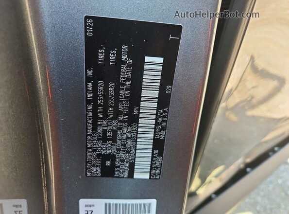 5TDADAB50TS034920 2026 TOYOTA GRAND Gray VIN კოდის სტიკერის ხედი