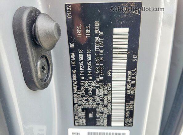 5TDASKFC8NS051259 2022 TOYOTA SIENNA Gray Vista de la etiqueta del VIN