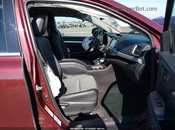 5TDBKRFH2GS337099 2016 TOYOTA HIGHLANDER Темно-бордовый Вид салона спереди