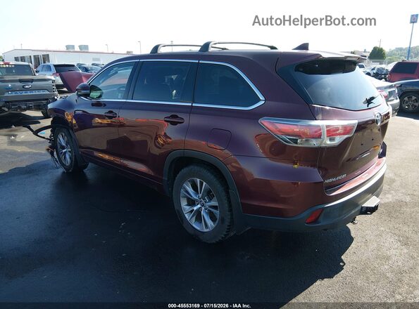5TDBKRFH2GS337099 2016 TOYOTA HIGHLANDER Темно-бордовый Задняя левая четверть