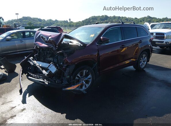5TDBKRFH2GS337099 2016 TOYOTA HIGHLANDER Темно-бордовый Передняя левая четверть