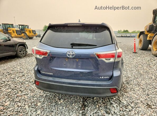 5TDBKRFH3GS344854 2016 TOYOTA HIGHLANDER Blue უკანა ხედი