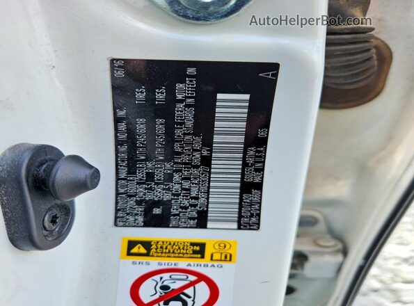 5TDBKRFHXGS305727 2016 TOYOTA HIGHLANDER White VIN კოდის სტიკერის ხედი