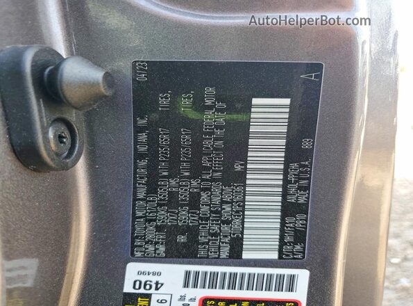 5TDBRKEC1PS160361 2023 TOYOTA SIENNA Gray VIN կոդի պիտակի տեսք