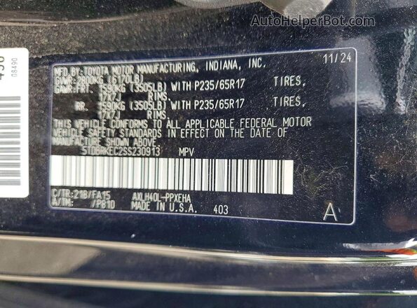 5TDBRKEC2SS230913 2025 TOYOTA SIENNA Black Widok wnętrza 360 stopni