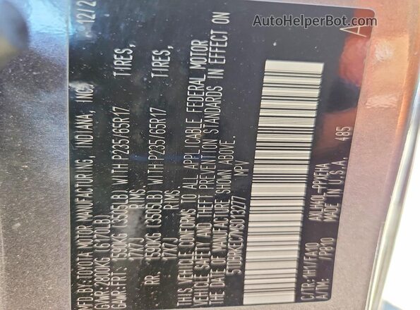 5TDBRKEC7MS013277 2021 TOYOTA SIENNA Gray Widok naklejki z numerem VIN