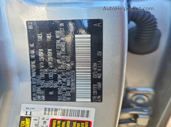 5TDBZRBH1NS595256 2022 TOYOTA HIGHLANDER Silver Vista de la etiqueta del VIN