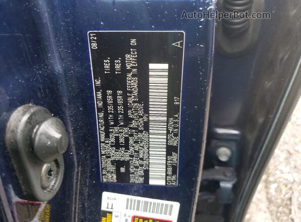 5TDBZRBH6MS556967 2021 TOYOTA HIGHLANDER Blue Vista de la etiqueta del VIN